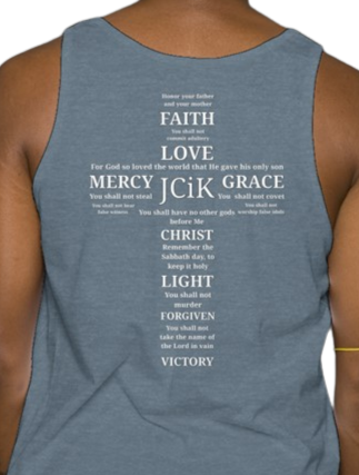 Ten Commandment JCIK Tank Top - Heather Slate Grey